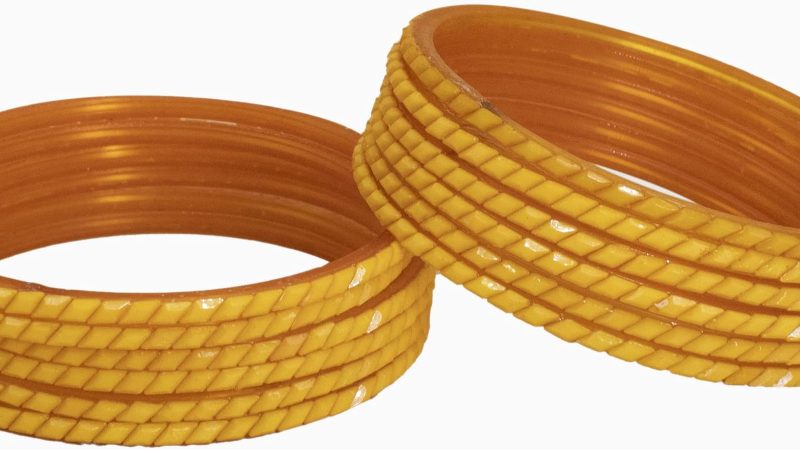 The Golden Cascade: Cutting Design Glass Bangles for Women